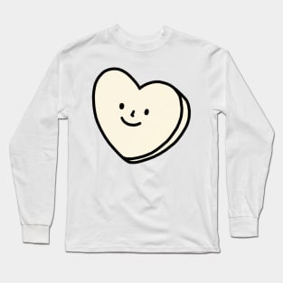 Ivory Heart with Face | Quirky Heart Long Sleeve T-Shirt